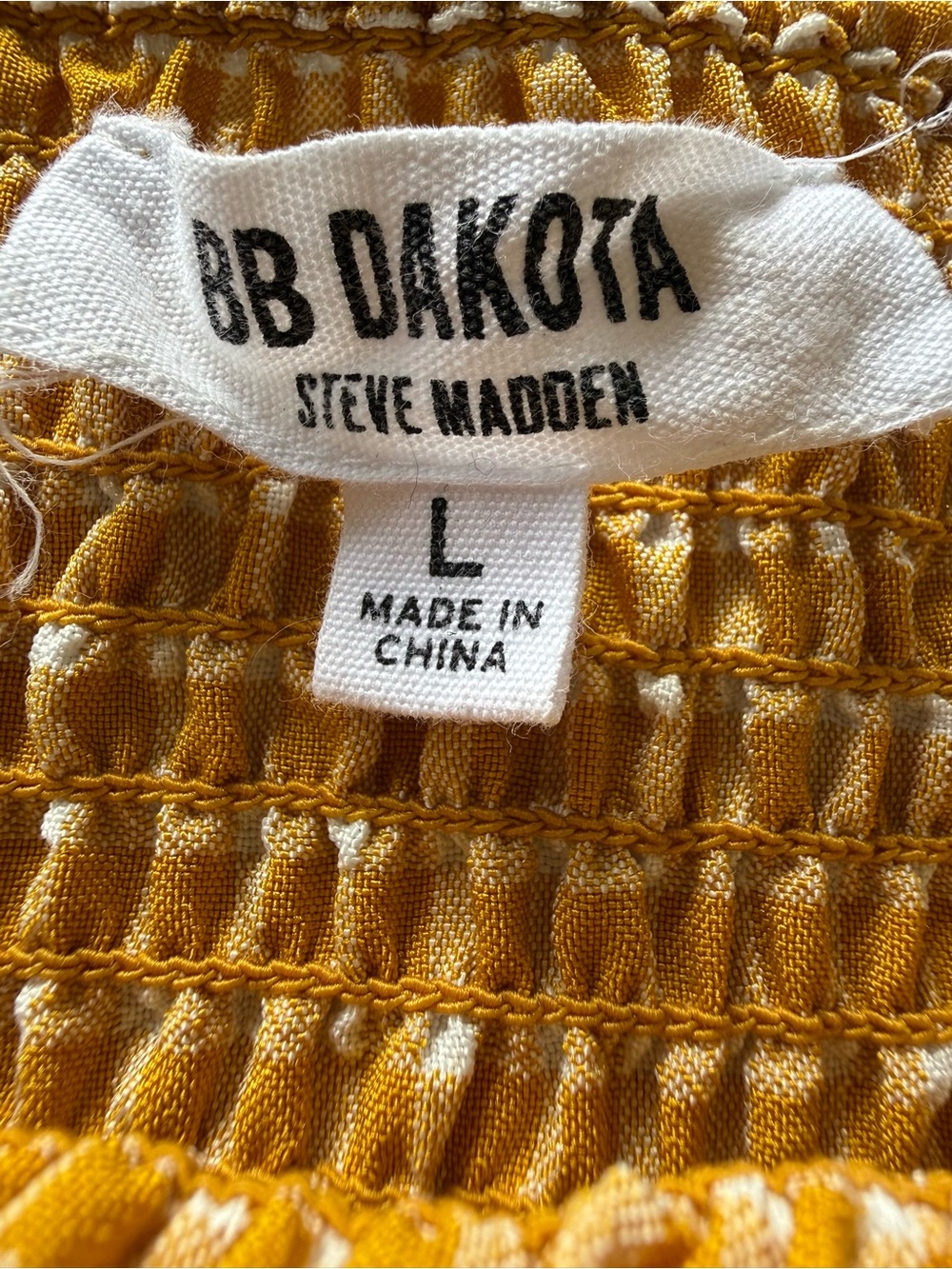 BB Dakota Yellow Gingham Off-Shoulder Crop Top - Picture 8 of 9
